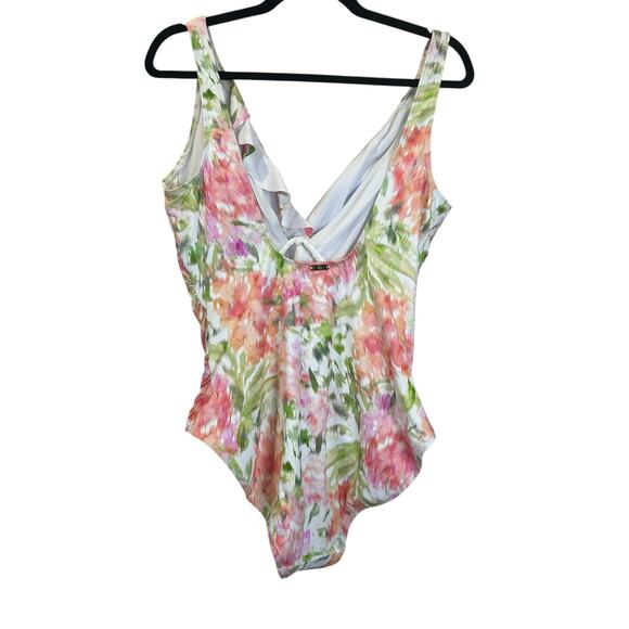 Lauren Ralph Lauren Floral Ruffle Plunge One Piece Swimsuit Women’s 16 NWT - Picture 5 of 10